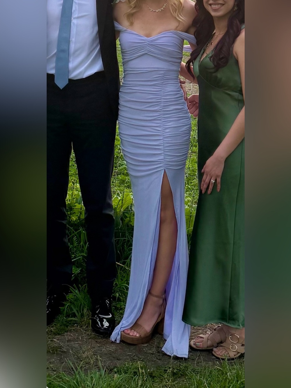 Windsor Lavender Ruched Maxi Dress with High Slit